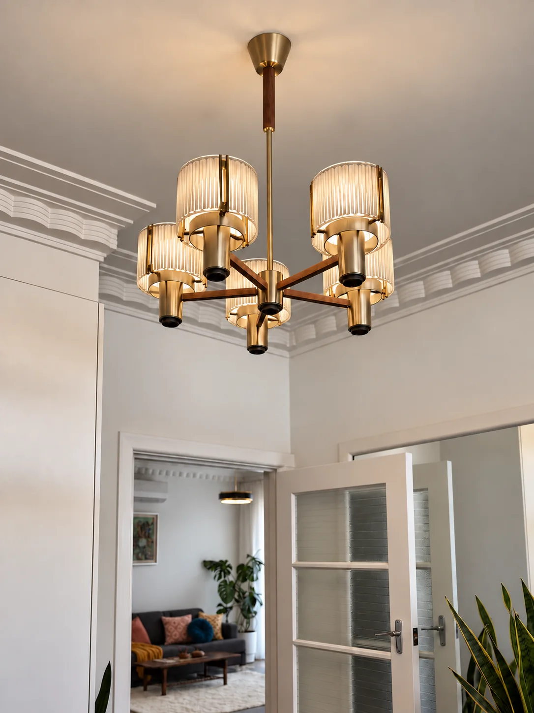 Installed feature chandelier lighting